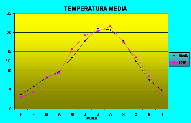 Climograma temperatura media del año 2009